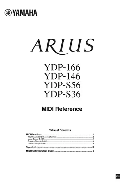 yamaha雅马哈YDP-166_YDP-146_YDP-S56_YDP-S36 MIDI Reference